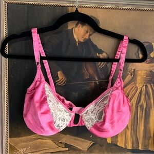 Valentino Vibrant Pink and Cream Lace Bra